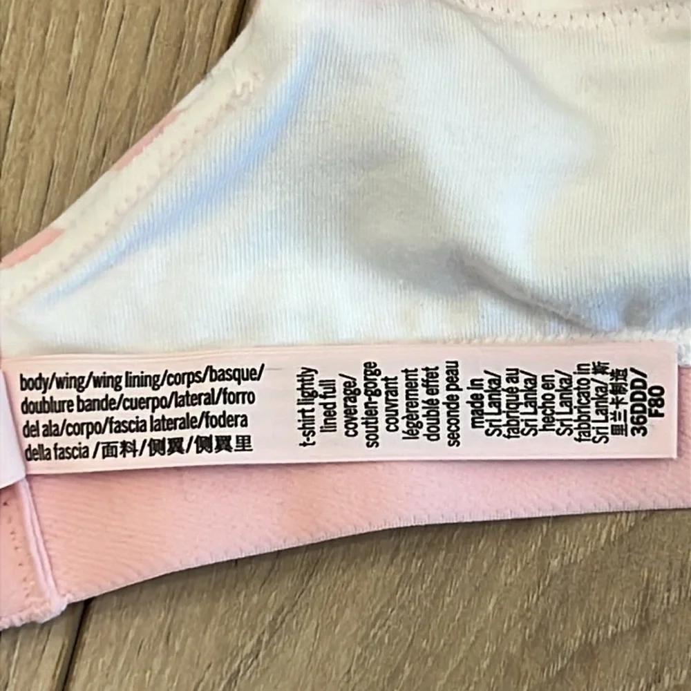 Victoria’s Secret T-SHIRT Lightly Lined Full-Coverage Cotton Bra - Pink Stripes - Picture 6 of 7